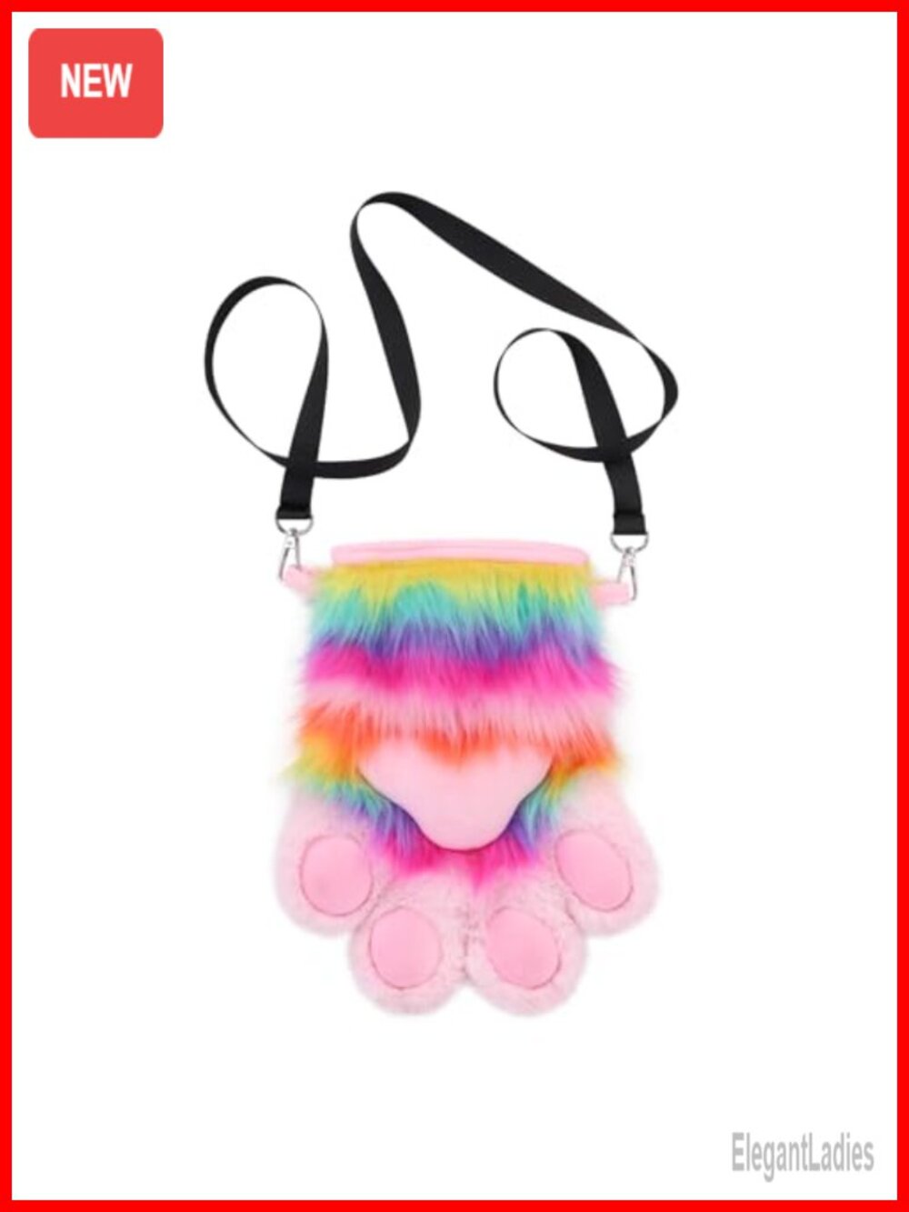 Faux Fur Furry Crossbody Bag Removable Strap Party Clutch